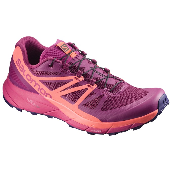 Salomon Singapore Womens Trail Running Shoes - SENSE RIDE W Purple/Orange | 06149-EDTA